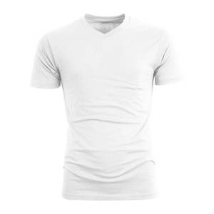 T-shirt pour homme à col en V uni de haute qualité en gros 2022, 100% coton, écologique, respirant, manches courtes, tissu tricoté - Product Image 1