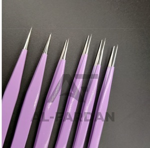 Pince à cils en acier inoxydable violet clair de 14 cm avec logo personnalisé du fabricant Pince à cils fine à pointe droite offerte - Product Image 5