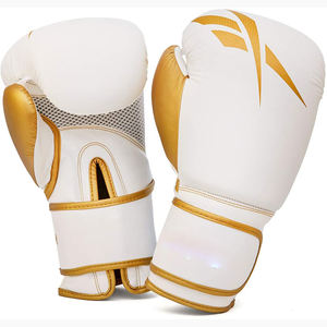 Gants de boxe personnalisés de haute qualité en cuir de première qualité 10 OZ 12 OZ 14 OZ blanc et jaune véritable poinçonnage lourd Martial - Product Image 1