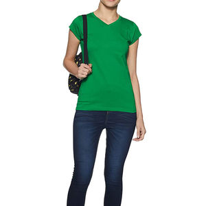 Camiseta verde personalizada para mujer, camiseta lisa negra para mujer, Camiseta de algodón en blanco - Product Image 5