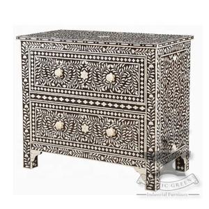 Cómoda grande con incrustaciones de hueso blanco y negro, muebles versátiles para cocina, baño, dormitorio, sala de estar, hogar, oficina, uso - Product Image 3