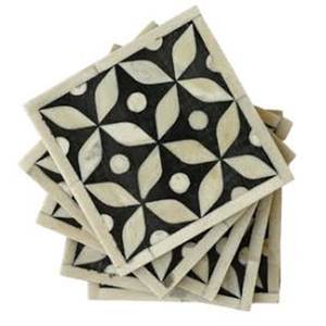Bone Inlay Stone Coaster Hotels & Restaurant Bone Inlay Plateaux Ustensiles de cuisine et couleur noir et blanc - Product Image 1