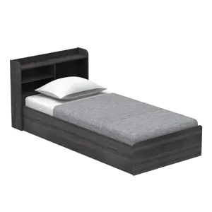 Cadre de lit en bois simple pour gagner de l'espace, avec une étagère pour tête de lit, fabriqué en malaisie, 2218