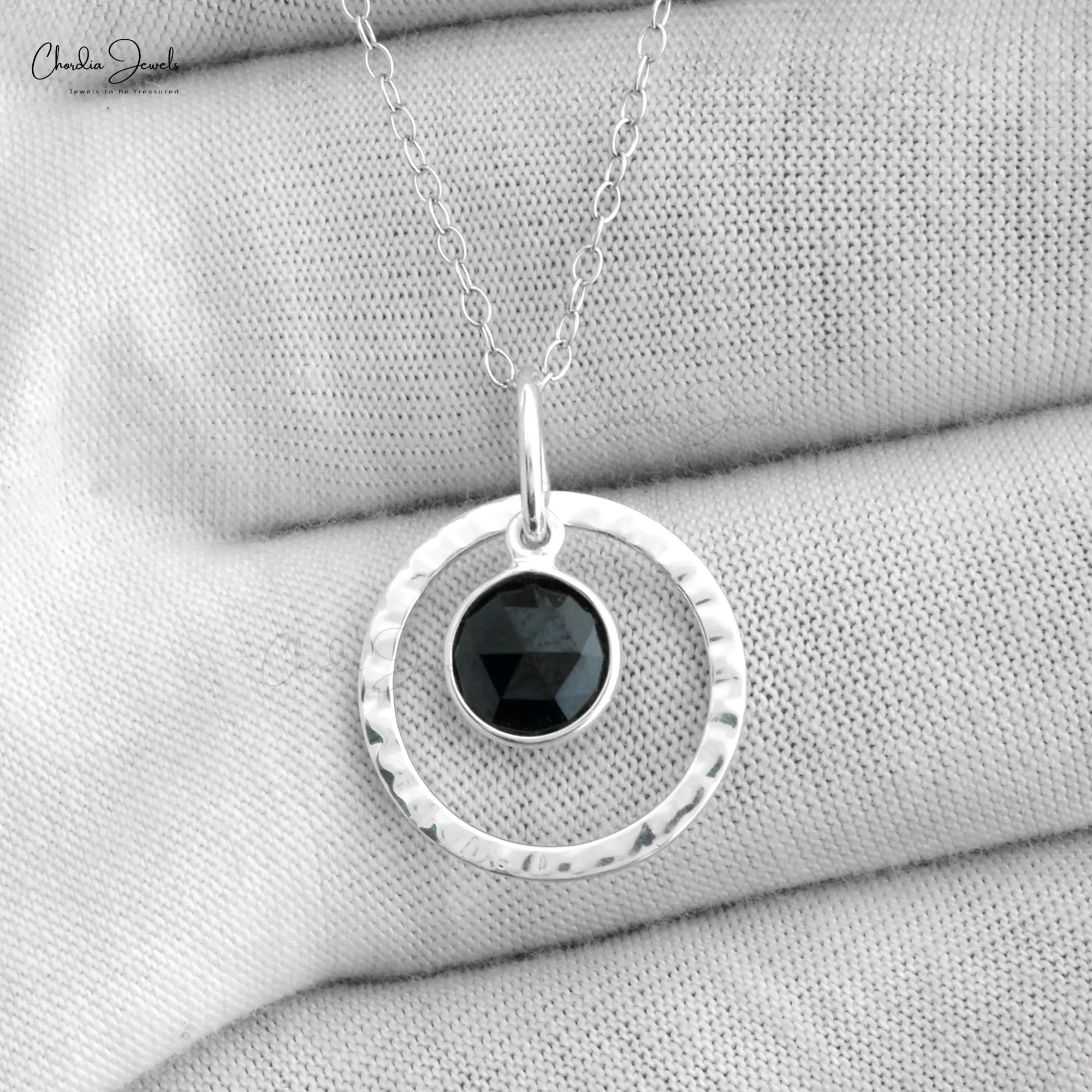 Liontin batu permata Onyx hitam 7MM alami liontin desain buatan tangan kualitas terbaik 925 perak murni manufaktur perhiasan