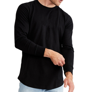OEM 2026 Nouveaux T-shirts pour hommes en gros, T-shirt uni à manches longues pour hommes, col rond, 100% coton, T-shirt uni pour hommes, noir Teelack T - Product Image 6