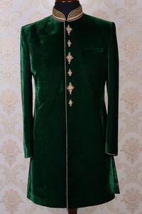 2022 Newly Released Beautiful Zardozi Embroidery Silk Sherwani Dress Indo-Western Wedding Suit <b>Pants</b> for Parties Plus Size - Product Image 2