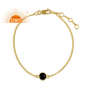 925 Sterling Silver Natural <b>Black</b> <b>Onyx</b> Gemstone <b>Bracelet</b> For Women Jewelry Manufacturer Dainty Collection - Product Image 1