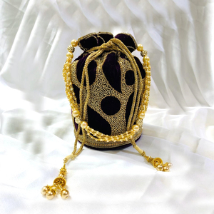 Exclusive Bridal <b>Potli</b> <b>Bag</b> Made of Luxurious Velvet Material - Product Image 1