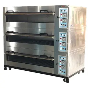 Máquinas De Panificação comercial Triplo Elétrica Forno de Pizza Deck Com Pedra Alta Temperatura do Gás de Forno de Pão Deck Preços Made In Taiwan