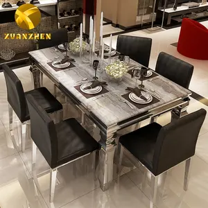 Набор мебели Foshan для столовой, набор мраморных обеденных столов, современный обеденный стол, мраморные обеденные столы для продажи DT003