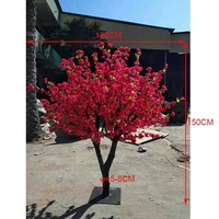 150cm height cheap real wood tree trunk natural shape artificial red peach blossom plants trees , mini flower tree artificial