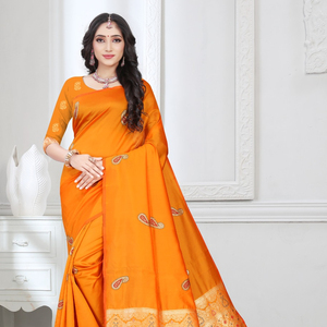 Bollywood Designer Saree Designer Miroir Travail Fleur Conception Doux Soie Tissu Impression Numérique Marron Couleur Sari Avec Blouse Inde Apparelgarment - Product Image 1