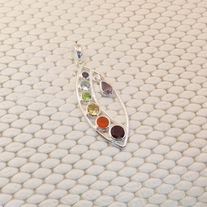 Collier pendentif en forme de poire avec pierres précieuses multicolores en argent sterling Diamant S925 Sertissage de pierres précieuses Réglage de la lunette Pendentifs fins Charms - Product Image 3