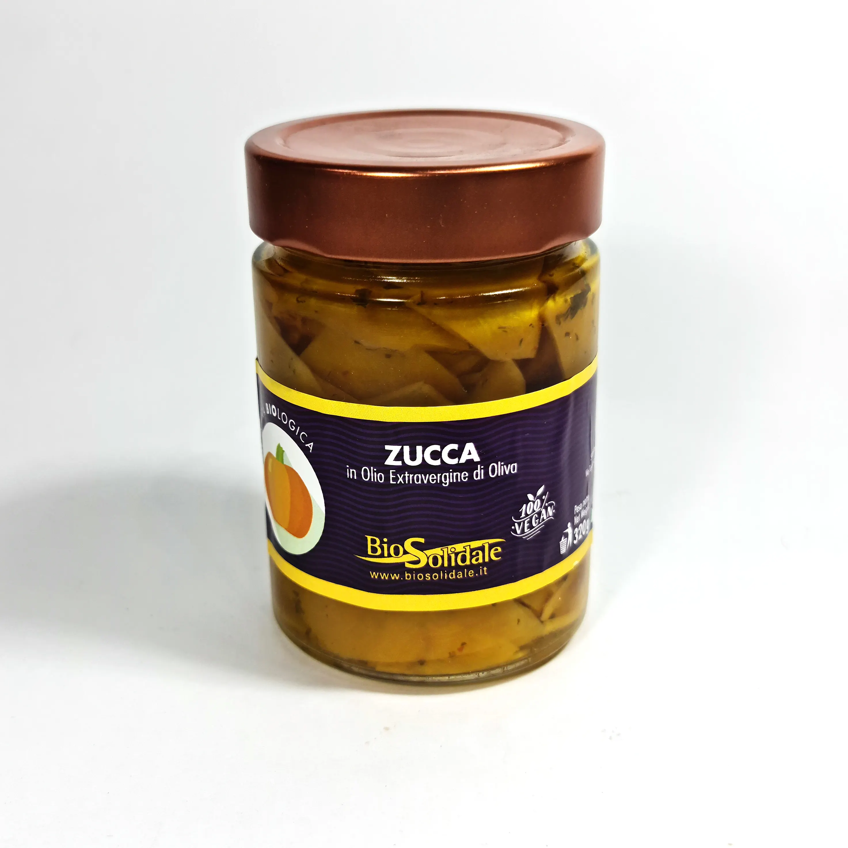 READY TO USE MADE IN ITALY ORGANIC PUMPKIN IN EXTRA VIRGIN OLIVE OIL 300 g FOR HEALTHY SANDWICH OR ITALIAN RECIPES