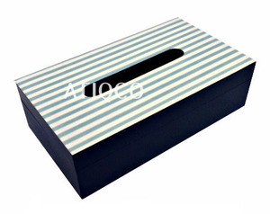 ATIQCO - Dispensador de pañuelos de lujo rectangular de MDF con estampados pintados - Product Image 1