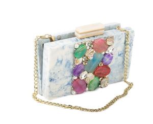 Pochette de luxe en résine avec pierre multicolore Travail élégant et élégant - Product Image 1