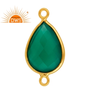 Conector de GEMA de ónix verde, joyería hecha a mano, chapado en oro de 18K, conectores de plata 925, joyería al por mayor - Product Image 1