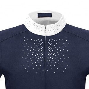 Camiseta ecuestre técnica de manga corta para mujer, color azul marino, con elasticidad en 4 direcciones, 90 % poliéster, 10 % elastano - Product Image 2