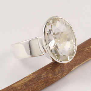 Anillos de cuarzo de cristal hechos a mano Anillo de Plata de Ley 925 Elija cualquier tamaño Fabricante 10x14mm Piedra preciosa ovalada - Product Image 5