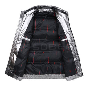 Shiny Winter Men's Long Sleeve Puffer Jacket Casual <b>Warm</b> <b>Waterproof</b> Breathable with Stand-Up Collar - Product Image 2