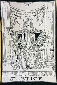 Tapiz de póster pequeño de justicia, hermosa decoración de puerta de Color blanco de algodón, tarjeta de Tarot colgante de pared impresa por consignadores indios - Product Image 3