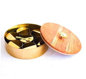 Caja de Condimentos de Diseño Fabuloso con Tapa de Madera, Forma Redonda, Caja de Masala, Contenedor de Especias de 9 Porciones a los Mejores Precios - Product Image 4
