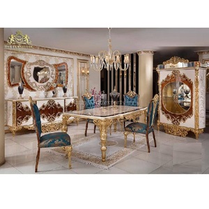 Conjunto de muebles de comedor de diseño italiano tallado pesado, mobiliario elegante de colección real, conjunto de mesa de comedor - Product Image 1