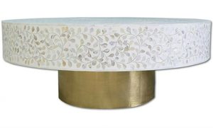 Decor Caffè <span class=keywords><strong>tavolo</strong></span> Intarsio Osso Esagonale Tavolino in <span class=keywords><strong>Bianco</strong></span> e Nero Della Banda di Disegno con Metallico A Base di - Product Image 6