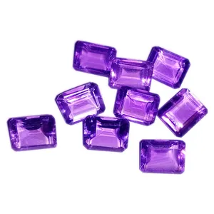 February Purple Amethyst Gemstone Birthstone Loose Calibrated Natural 8.5X6.50 MM Rectangle Shaped Faceted Cut Stone For Jewelry