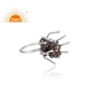 Design fait à la main 925 argent Sterling fin météorite naturelle pierres précieuses bague empilable fabricant de bijoux - Product Image 2
