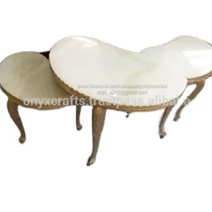 Witte Onyx Nier Vorm Messing Been Tafel