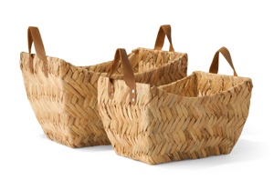 Cesta de almacenamiento de jacinto de agua rectangular de alta calidad con asas de PU Nueva cesta de lavandería de plástico hecha en Vietnam FBA Amazon - Product Image 6