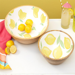 Tazón de madera con Mango de diseño natural, cuenco de resina esmaltada - Product Image 4