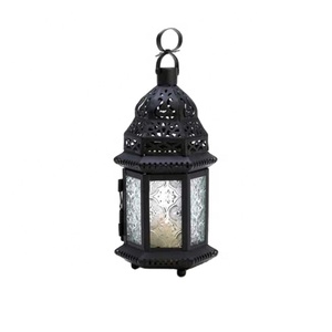 El precio más bajo de alta calidad marroquí colgante titular de la vela con recubrimiento en polvo negro de la lámpara de la vela - Product Image 1