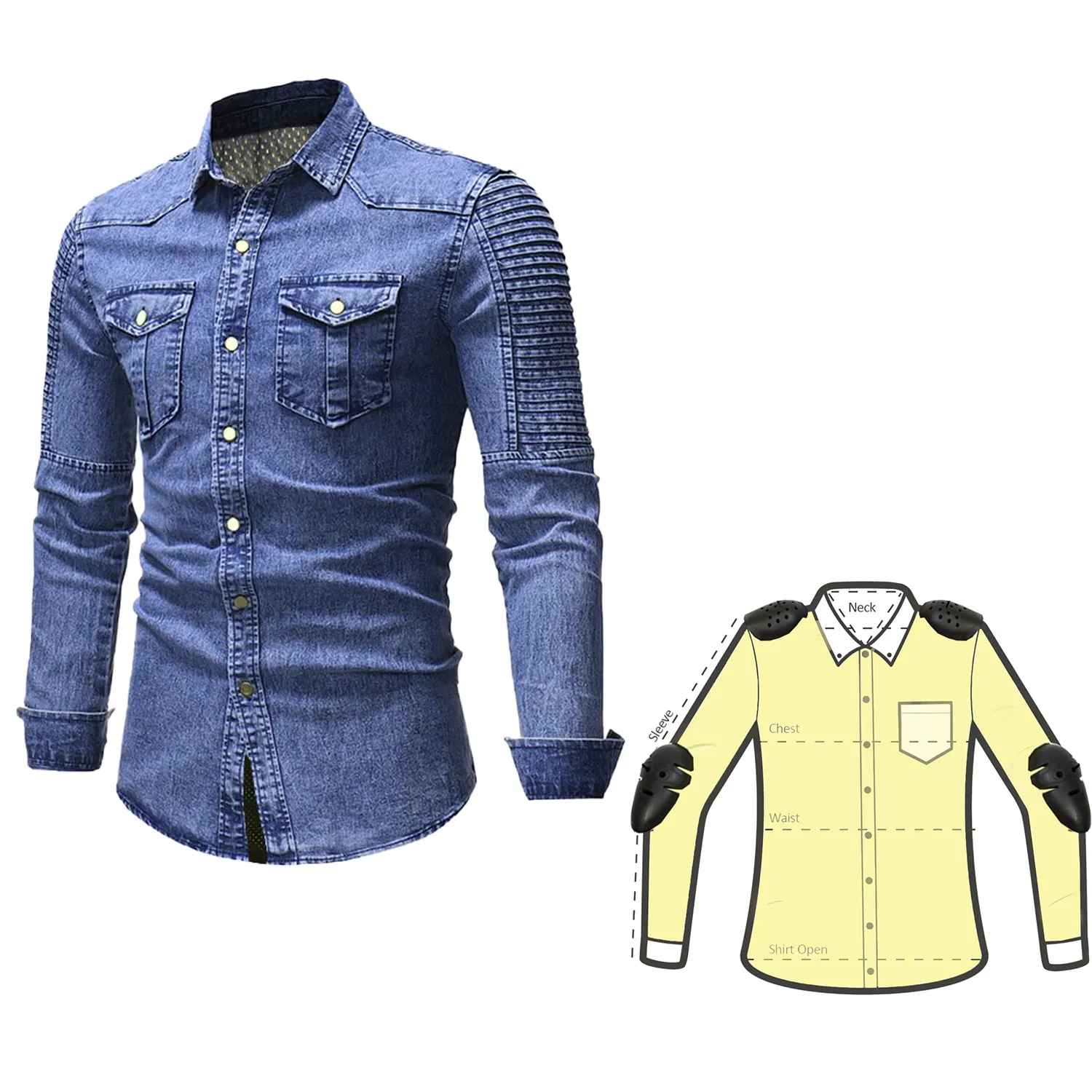 OEM-camisas vaqueras de kevlar protectoras para hombre, camisas de estilo acanalado, Slim Fit, motociclismo, AA