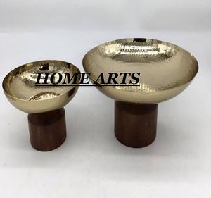Lot de 2 bols à dattes en laiton et bois Vaisselle de grande qualité Dates Bol de service à dessert à prix attractif - Product Image 3