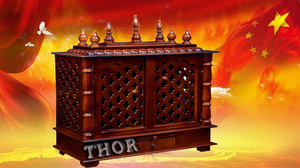 งานไม้ตกแต่งบ้านทำจากไม้ Mandir Pooja Room งานหัตถกรรมสีน้ำตาลขัดดีไซน์วัด Pooja Ghar - Product Image 3