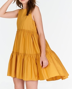Vestido Mini Exclusivo de Verano para Mujer, 100% Lino Crepé, Cuello Redondo, Formal, Sin Mangas, Sólido, Sexy, Transpirable, Cintura Natural - Product Image 1
