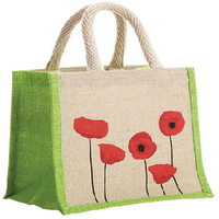 Sac fourre-tout en jute personnalisé de haute qualité avec poignées en coton, design pliable, motif imprimé, taille moyenne - Bangladesh, offre à durée limitée