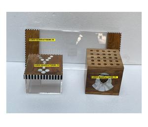 Bandeja acrílica de madera Caja de pañuelos hecha a mano con caja acrílica para una decoración perfecta para el hogar Quemador de madera - Product Image 2