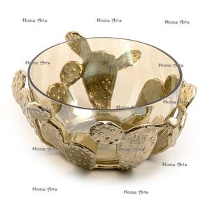 Customized Size Round Shape <b>Glass</b> & Aluminium Fruits Serving <b>Bowl</b> Latest Design <b>Dessert</b> <b>Bowl</b> at Cheap Price for Parties - Product Image 1