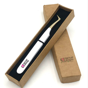 แหนบต่อขนตาปลายทองเคลือบผงสีขาว 10 มม. คุณภาพสูง ทนทาน ป้องกันไฟฟ้าสถิต ทำจากสแตนเลส - Product Image 2