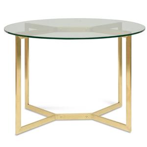 Modern Round Glass Coffee <b>Table</b> with Aluminum Frame & Golden Color Wholesale Home Living Room Furniture <b>Clear</b> Metal - Product Image 2