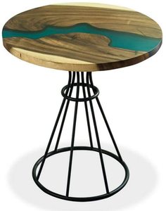 <b>Walnut</b> Solid Wood Round Dining Table Top <b>Slab</b> with Resin Decoration Minimalist Antique Design - Product Image 1