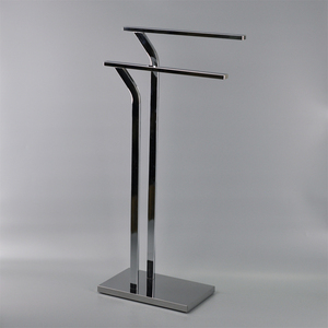 Matte Black and Rubber <b>Wood</b> Y Shape 2-Rail <b>Towel</b> <b>Rack</b> - Product Image 4