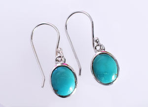 New Arrival 2024 Natural Arizona Turquoise Gemstone Pure <b>Solid</b> 925 Sterling <b>Silver</b> Oval Hook <b>Earrings</b> Fine Jewelry for Women - Product Image 6