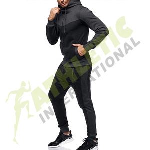 Logo personnalisé noir fermeture éclair jusqu'à hommes survêtement de haute qualité à manches longues pas cher prix bloc couleur mince fitness polaire homme survêtements - Product Image 3