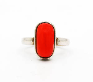 แหวนพลอยปะการังสีแดงธรรมชาติ 925 แหวนเงินแฮนด์เมดแฟชั่นเครื่องประดับสําหรับผู้ค้าส่ง - Product Image 1