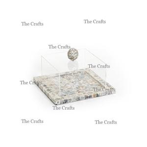 Plateau de service en bois et nacre avec couvercle en acrylique pour les dattes de dessert et les chocolats - Product Image 5