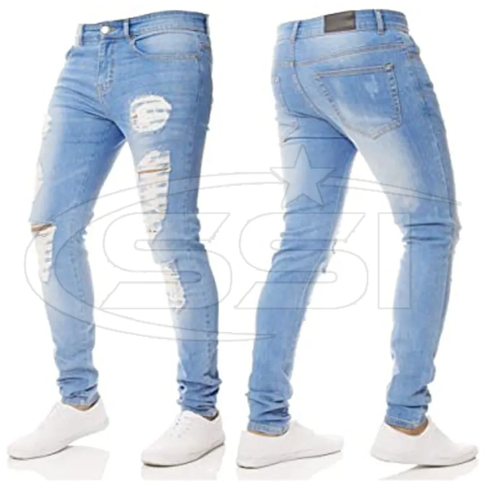 2023 neue Hosen High Taille Männer Patch Jeans Tapered Falten hose eng zerrissene Stretch Jeans Pant Hot Men Jeans